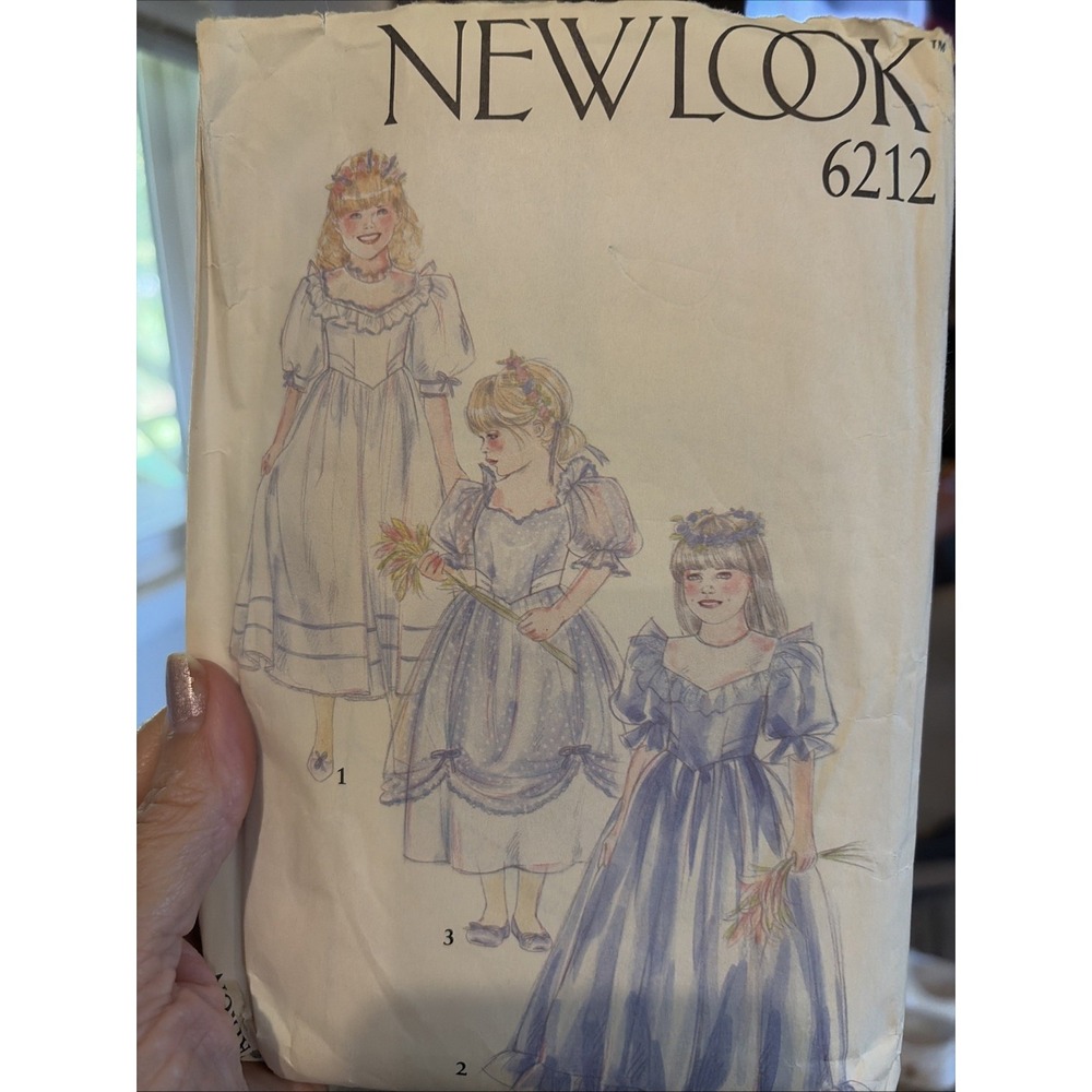 Vintage New Look Girls Dress Sewing Pattern 6212 Size 3/7 Cut Complete